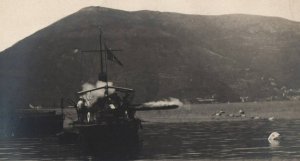 RPPC Photo Italian Navy WWI Torpedo Boat Launching Torpedo