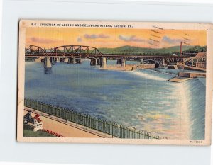 Postcard Junction Of Lehigh And Delaware Rivers, Easton, Pennsylvania