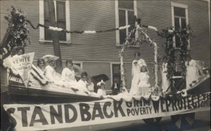 Social History US Parade Float Women Against GRIM POVERTY VERITE FRATERNITE