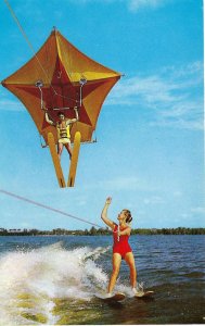 Water Skier Flying thru Air on Kite at Cypress Gardens Florida