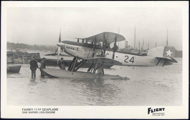 British Two-Seat General-Purpose Biplane Fairey 111F Seaplane F977 Flight RPPC