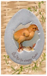 Easter Chick inside silver egg shell