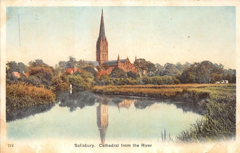 BR61086 salisbury cathedral from the river    uk