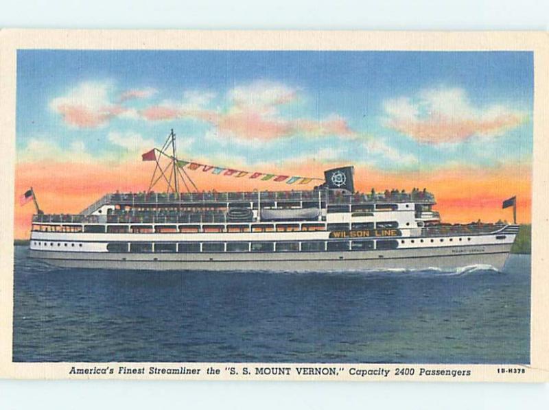 Linen SS MOUNT VERNON CRUISESHIP BOAT Washington DC hp8435