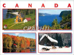 Postcard Modern Canada Landscape Contrasts and Seasons Husky Dogs