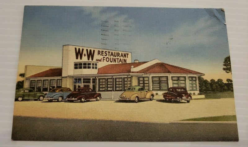 St Petersburg Florida W&W Restaurant & Fountain 1949 Pasadena Ave Postcard   464