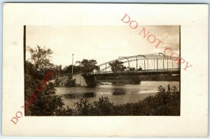 c1910 Horse Carriage Bridge RPPC Tied Arch Unknown Location Real Photo Vtg A13