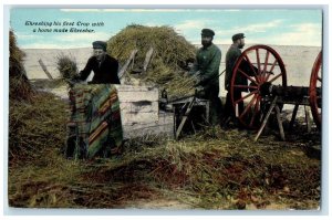 c1910's Threshing His First Crop Home Made Thresher Unposted Vintage Postcard