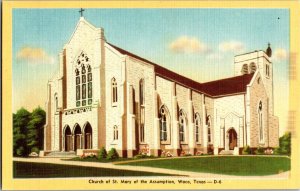 Church of St. Mary of the Assumption, Waco TX Vintage Postcard L54