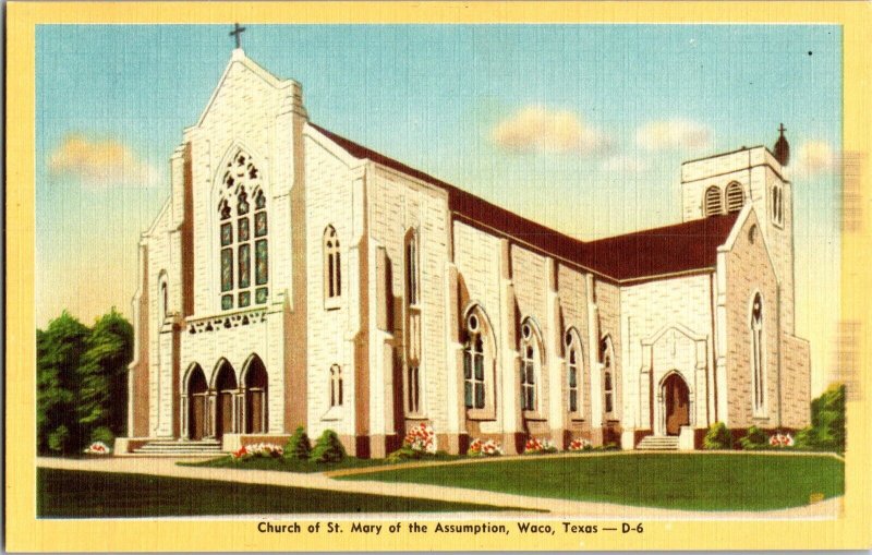 Church of St. Mary of the Assumption, Waco TX Vintage Postcard L54 