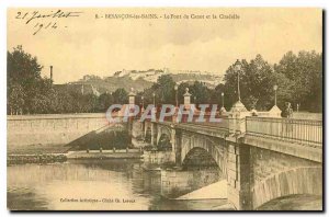 Old postcard Besancon les Bains Canoe Bridge and the Citadel