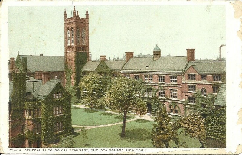 1918 ANTIQUE Postcard - General Theological Seminary, Chelsea Square NY New York