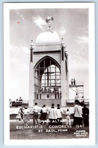 St. Paul Minnesota Postcard RPPC Photo Main Altar Service Eucharistic Congress