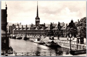 Kobenhavn Bonsen Denmark Boats Castle Bridge Real Photo RPPC Postcard