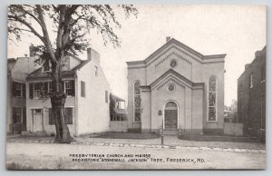 Frederick MD Presbyterian Church And Manse & Stonewall Jackson Tree Postcard U29