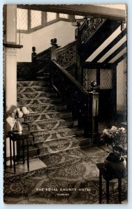 RPPC DURHAM, England UK ~ Interior ROYAL COUNTY HOTEL Staircase   Postcard