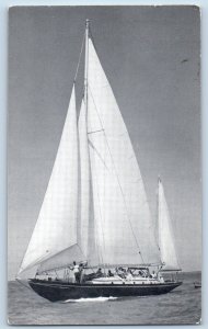 St. Croix Virgin Islands Postcard Pay Sailing on 72 Yawl Comanche c1950's