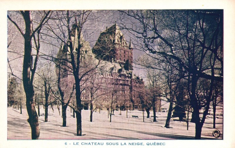 Vintage Postcard Castle Le Chateau Sous La Neige Winter Snow Quebec Canada CAN
