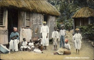 Jamaica Young Jamaican Children Indigenous Hut c1910 Vintage Postcard