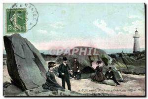 Old Postcard Lighthouse St Nazaire City Rocks Lighthouse es Martin