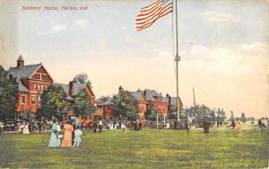 Marion Indiana Soldiers Home Flag Pole Scene Antique Postcard K22942