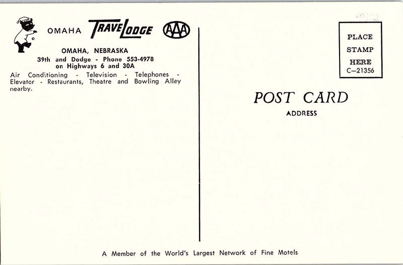 Postcard LODGE SCENE Omaha Nebraska NE AI9929