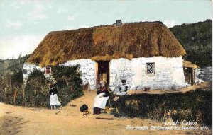 Irish Cabin Cot Beneath Mountain Ireland 1910c postcard