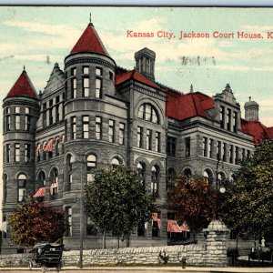 c1910s Kansas City, MO Jackson Court House Litho Photo Postcard Rare Angle A72