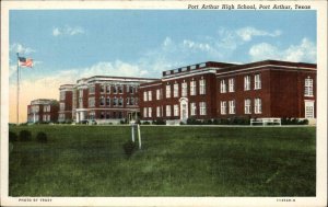 Port Arthur Texas TX High School c1930s-40s Postcard