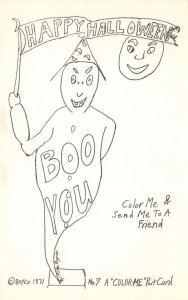 Happy Halloween Novelty Color-Me Postcard, Boyco,1971, Chrome Postcard U13044