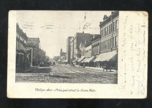 SIOUX FALLS SOUTH DAKOTA DOWNTOWN PHILIPS AVENUE STREET SCENE OLD POSTCARD