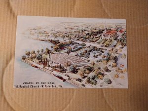 1960's First Baptist Church, Palm Beach, FL Florida Aerial View Chrome P...
