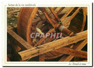 Modern Postcard Scene of life in medieval winch wheel