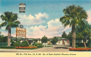 Arizona Phoenix Monterey Lodge roadside Colorpicture 1940s Postcard 22-10249