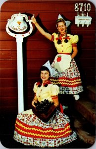 Postcard Apple Tree Girls Folks Restaurant 8710 East Colfax in Denver Colorado