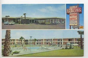 Las Cruces NM Palms Motor Hotel Motel Hwys. 70-80 Old Cars Postcard