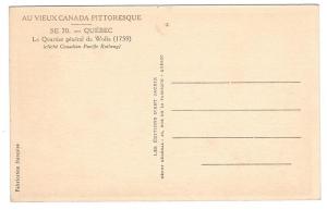 Canada Quebec Headquarters General Wolfe Vtg Jackie Postcard