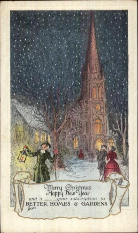 Betters Homes & Gardens Church Town Crier Winter Snow Scne - Card NON_POSTCARD