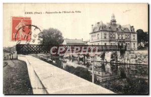 Postcard Old Footbridge Creil City Hall