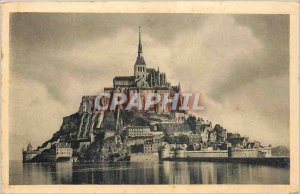 Postcard Abbey of Mont St Michel General view south side at high tide