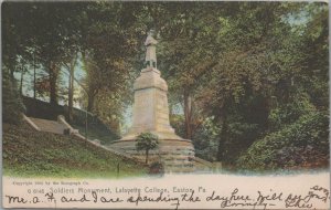 Postcard Soldiers Monument Lafayette College Easton PA