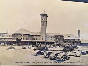 Postcard RPPC Union Railroad Station in Portland, Oregon W4