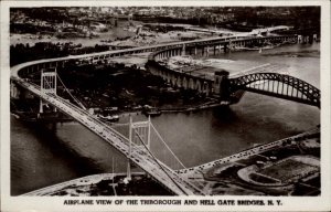 New York City NYC NY Hell Gate Bridges Air View Real Photo Vintage Postcard