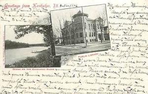 IL-KANKAKEE-PUBLIC LIBRARY-RIVER SCENE-MAILED 1906-Q72677