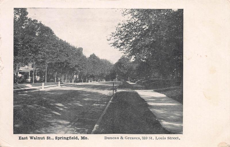 East Walnut Street, Springfield, Missouri, Very Early Postcard, Unused