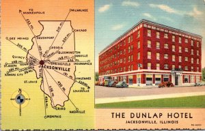 Illinois Jacksonville The Dunlap Hotel With Map Curteich