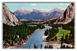 Bow Valley And Fairham Range Banff Alberta UNP Chrome Postcard S8