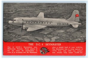 Australian National Airways DC-4 Skymaster Airplane Plane Postcard (FV18)