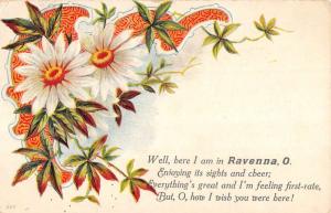 Ravenna Ohio Flower Greeting Antique Postcard K92854