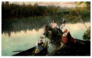 Quebec   Sherbrooke Women boating on Magog River